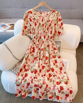 Big flower slim large yard fat temperament blooming dress