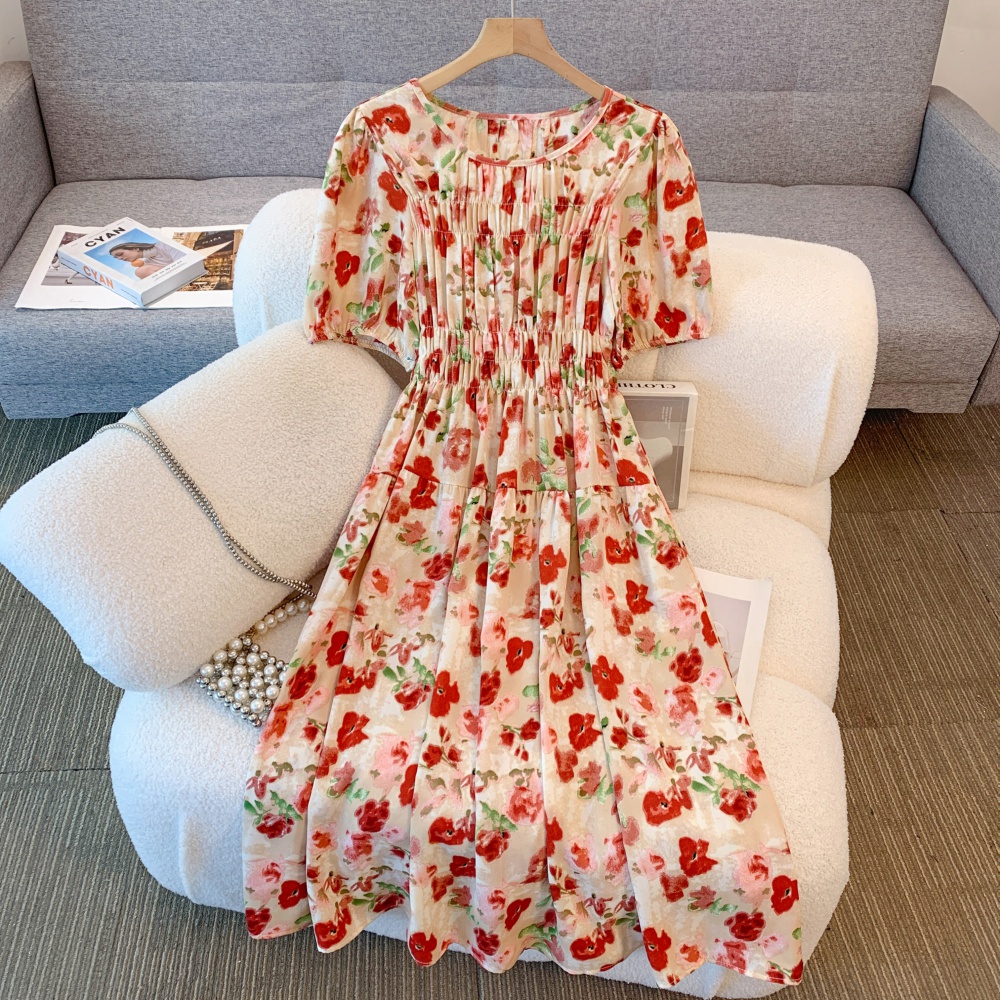 Big flower slim large yard fat temperament blooming dress