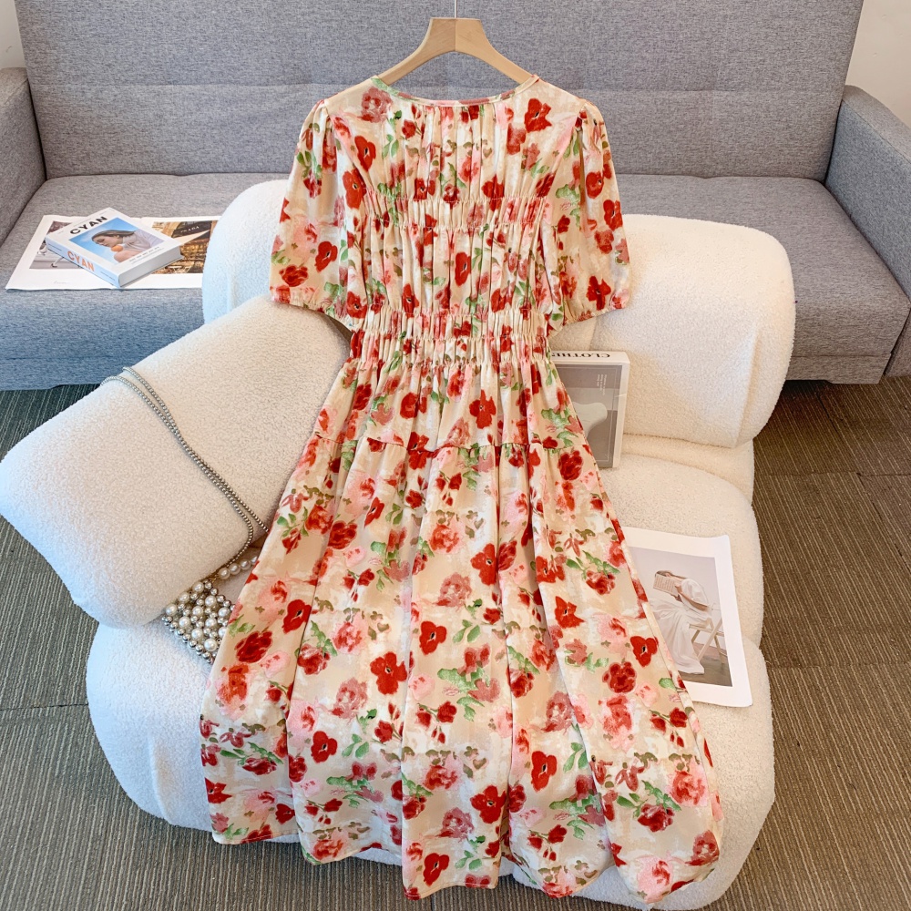 Big flower slim large yard fat temperament blooming dress