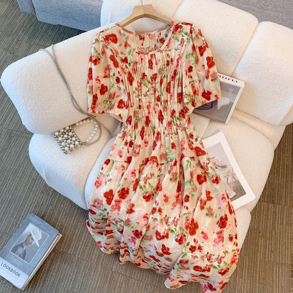 Big flower slim large yard fat temperament blooming dress