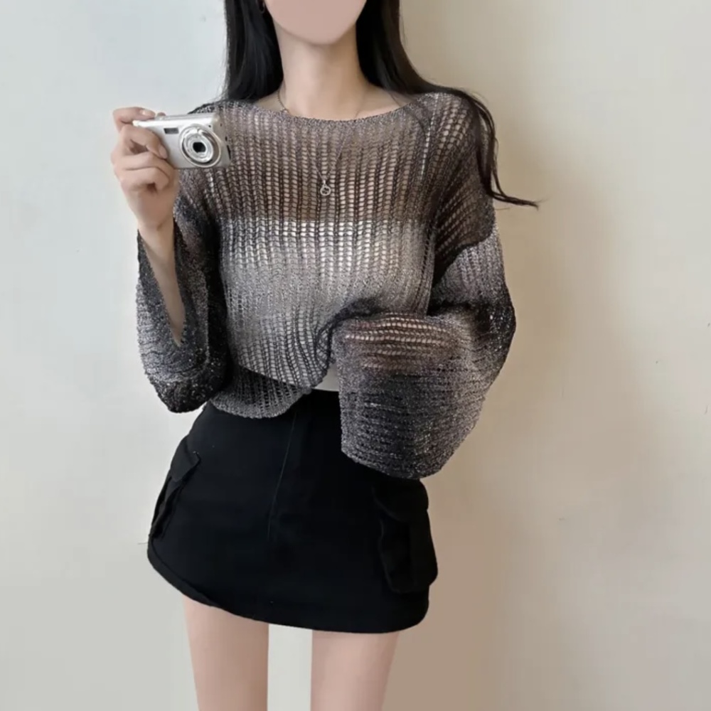 Loose Korean style smock long sleeve gradient sweater