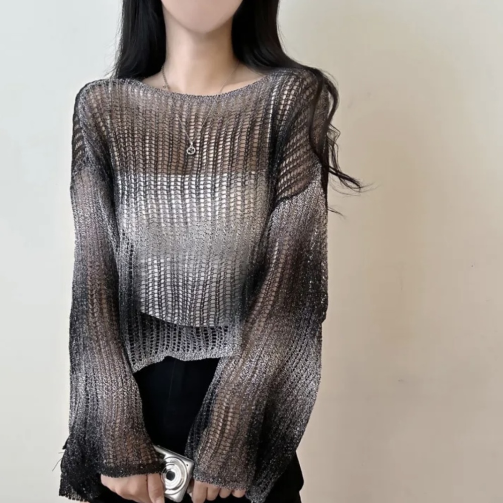 Loose Korean style smock long sleeve gradient sweater