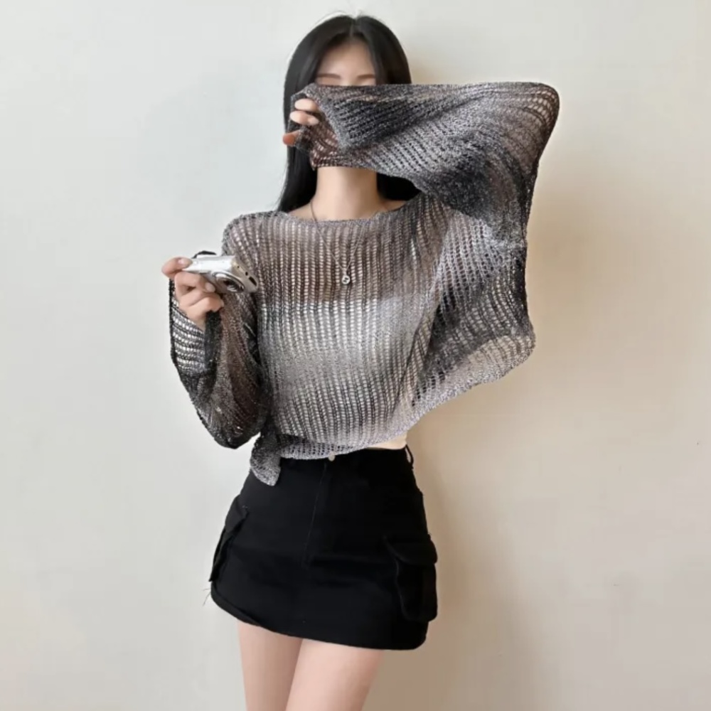 Loose Korean style smock long sleeve gradient sweater