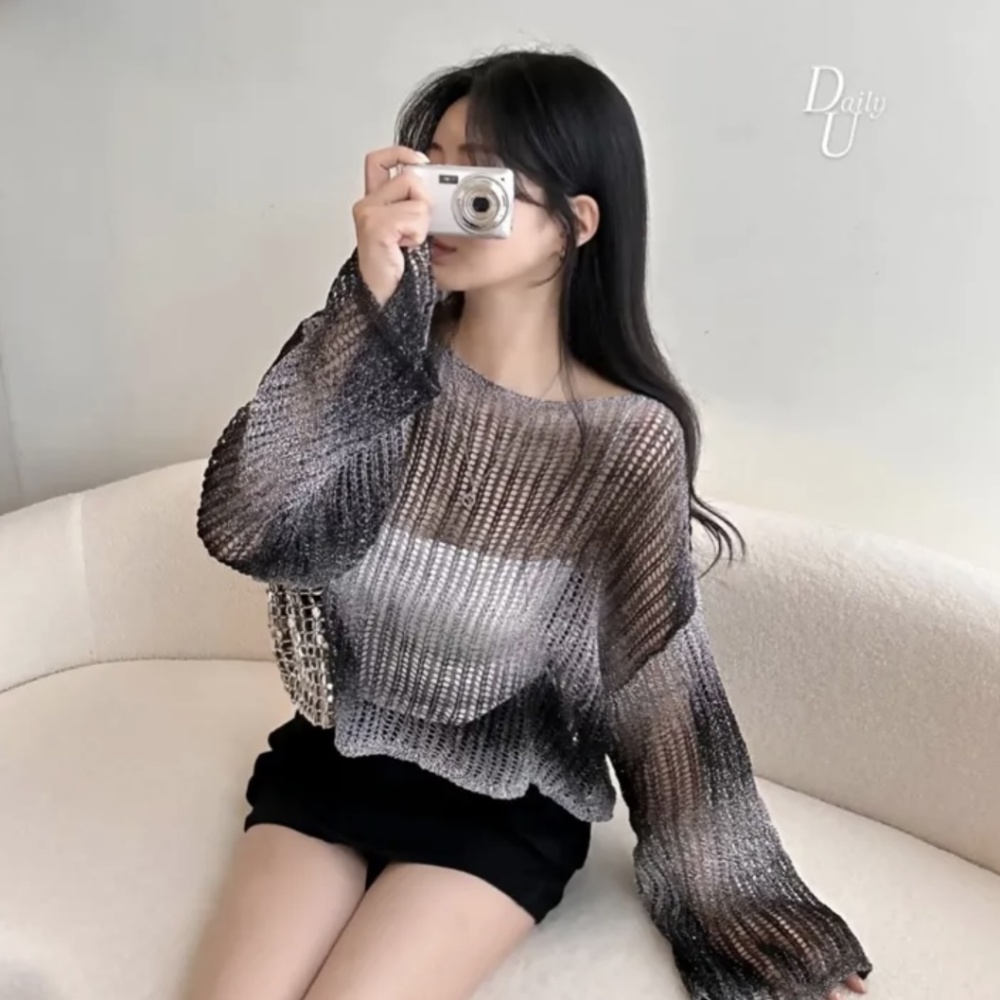 Loose Korean style smock long sleeve gradient sweater