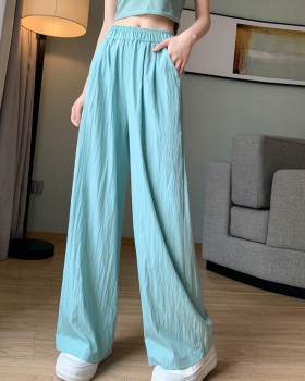 Ice silk drape wide leg pants high waist pants for women