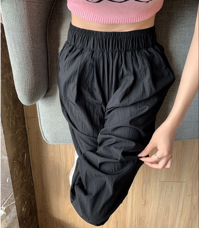 Ice silk drape wide leg pants high waist pants for women