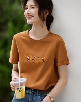 Round neck T-shirt pure tops for women