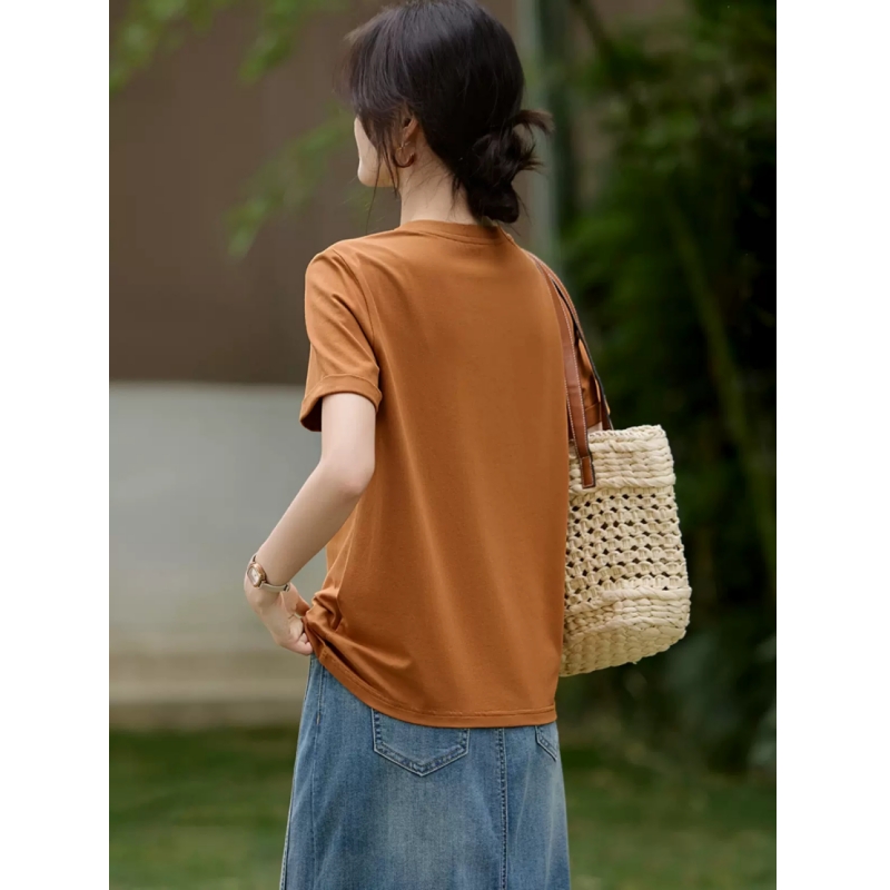 Round neck T-shirt pure tops for women