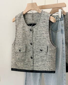 Short gray summer waistcoat fashion sleeveless all-match tops