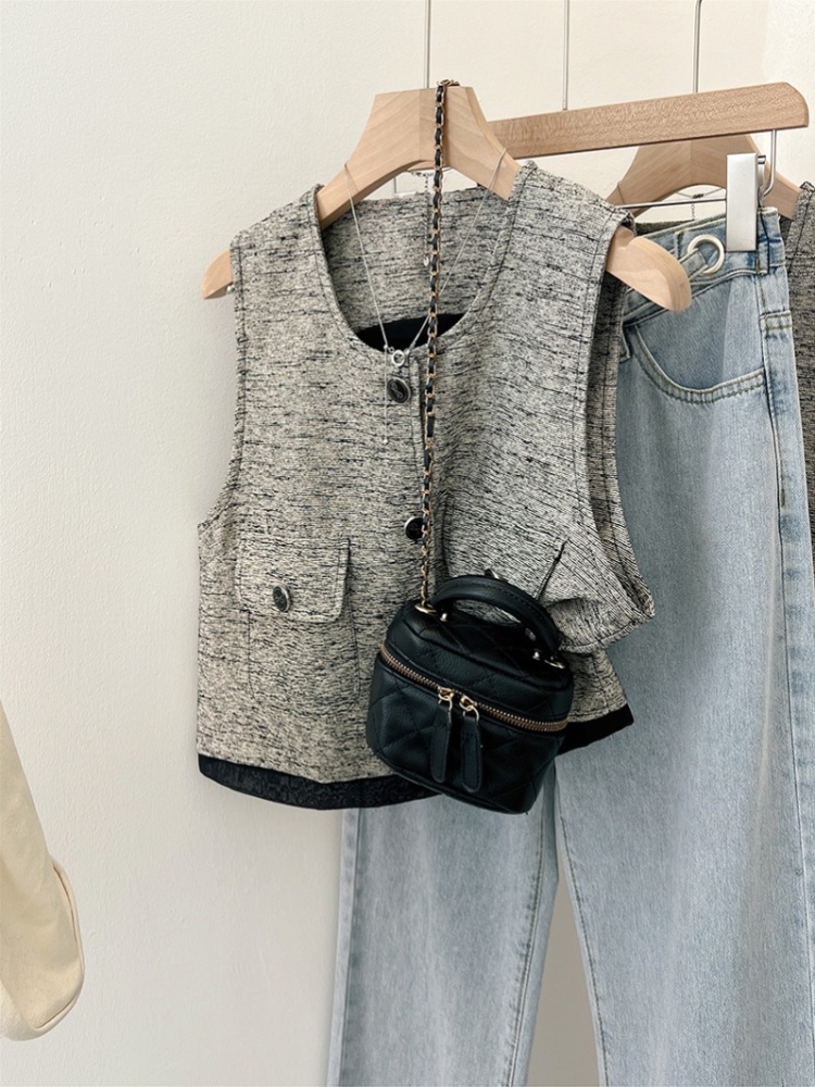 Short gray summer waistcoat fashion sleeveless all-match tops