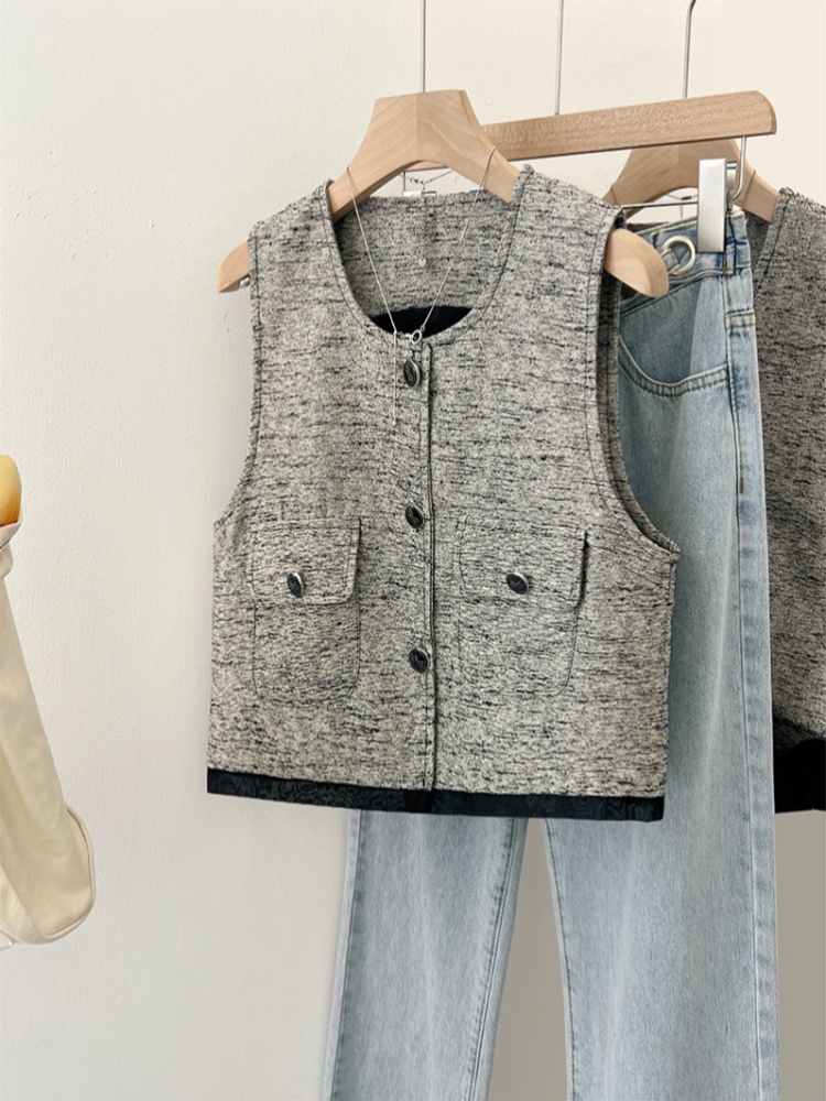 Short gray summer waistcoat fashion sleeveless all-match tops