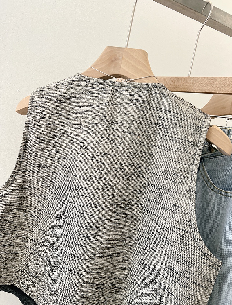 Short gray summer waistcoat fashion sleeveless all-match tops