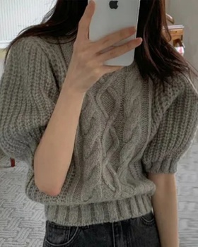 Puff sleeve sweet tops twist France style sweater