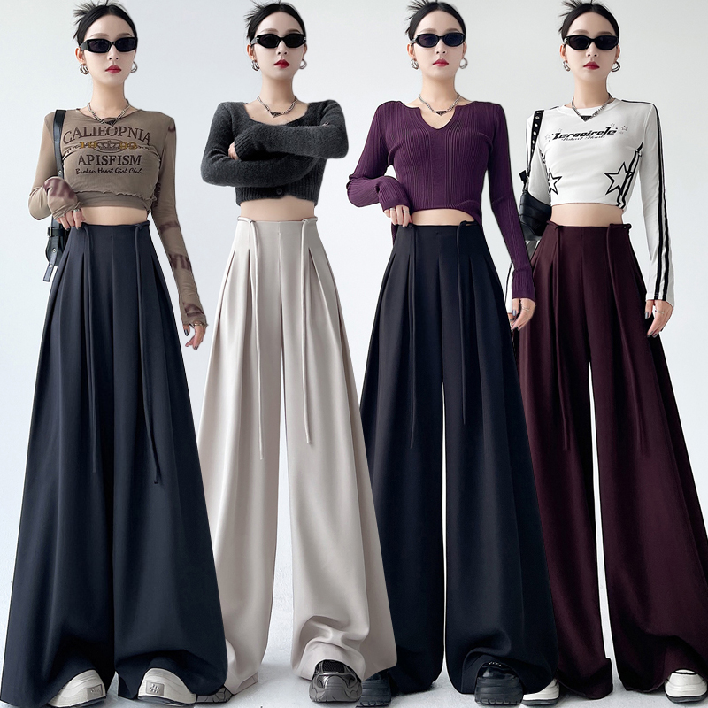 Drape slim big trousers autumn Casual loose wide leg pants