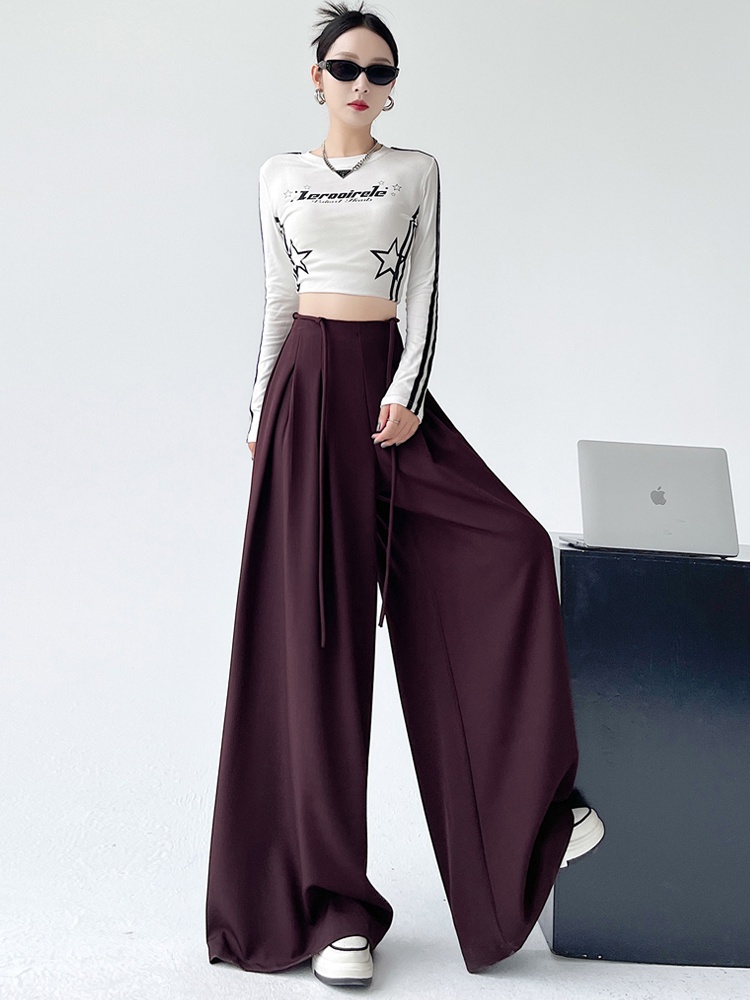 Drape slim big trousers autumn Casual loose wide leg pants