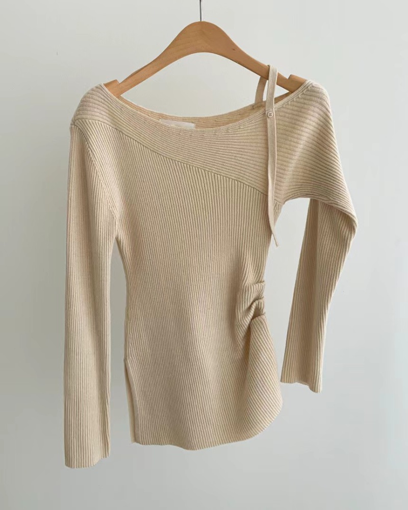 Slim Korean style niche long sleeve irregular sweater