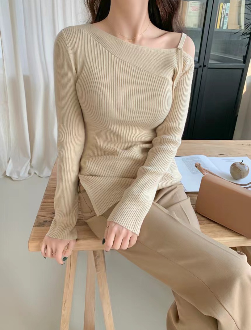 Slim Korean style niche long sleeve irregular sweater