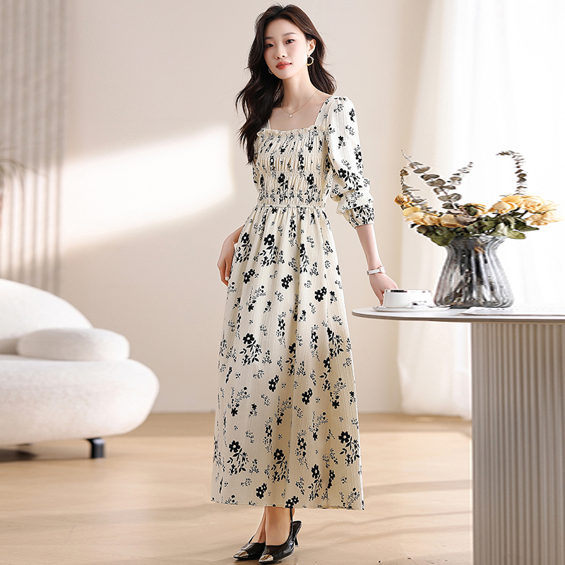 Floral Casual long dress France style maxi dress