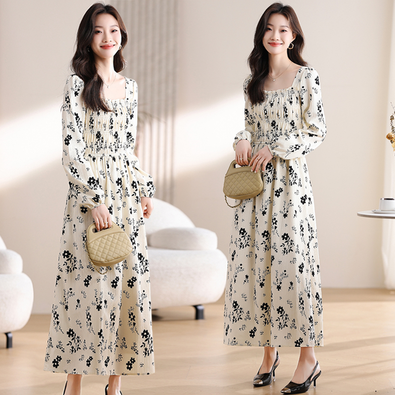 Floral Casual long dress France style maxi dress