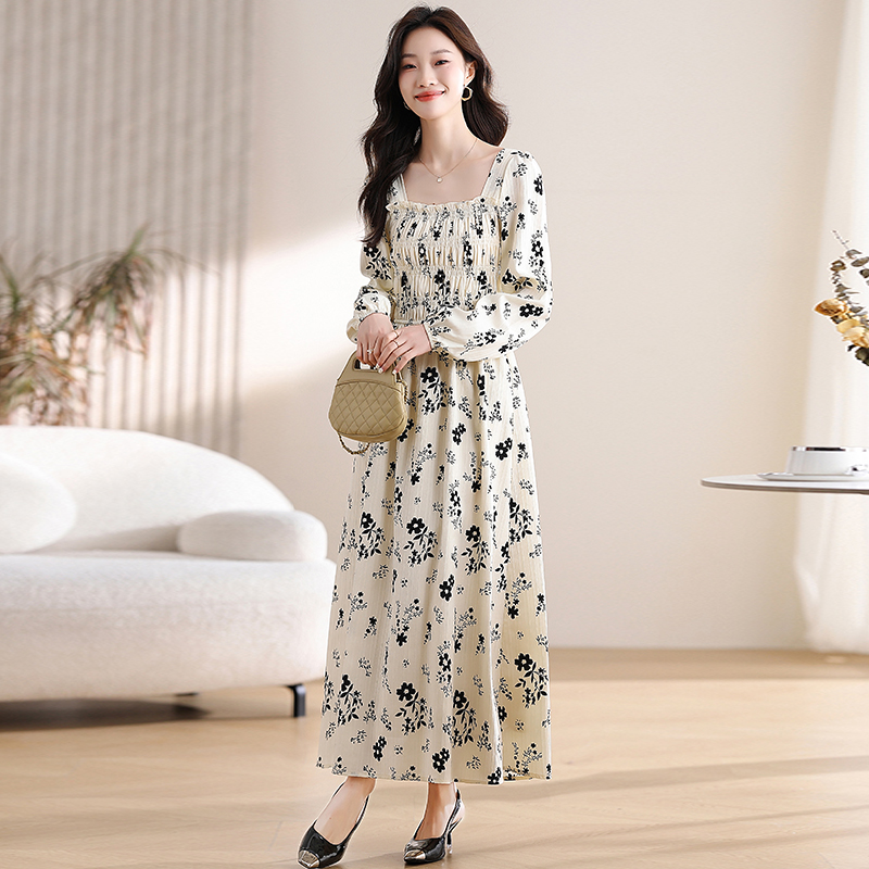 Floral Casual long dress France style maxi dress