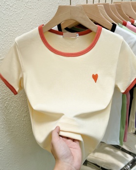 Embroidery thin tops Korean style T-shirt for women