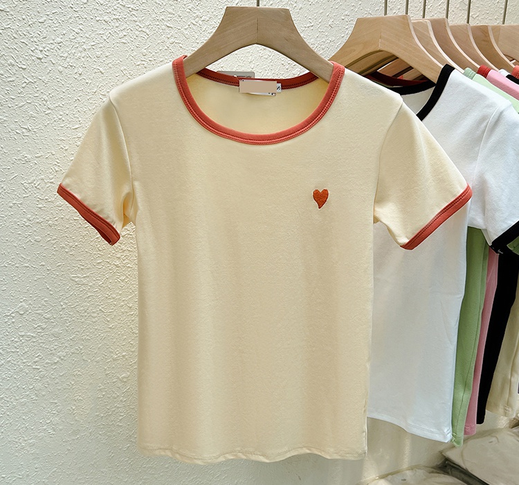 Embroidery thin tops Korean style T-shirt for women