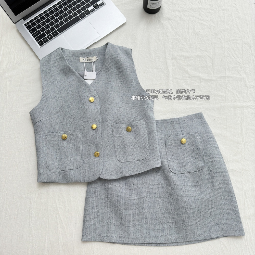 Stereoscopic tops clipping waistcoat a set