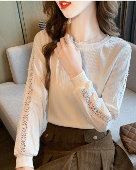 Lace long sleeve T-shirt autumn hollow hoodie