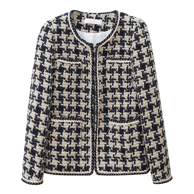 Houndstooth slim tops fashion coat for women