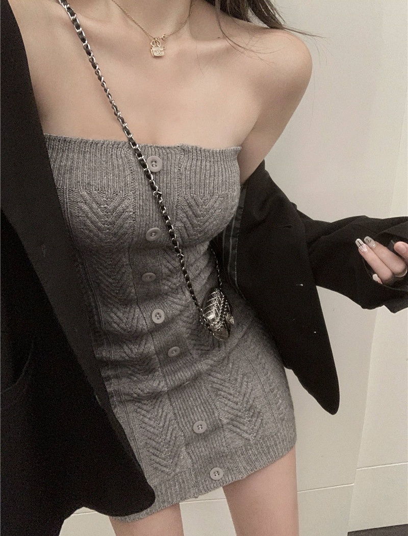 European style spicegirl halter knitted dress for women