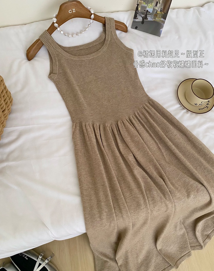 Temperament U-neck pure knitted autumn all-match dress