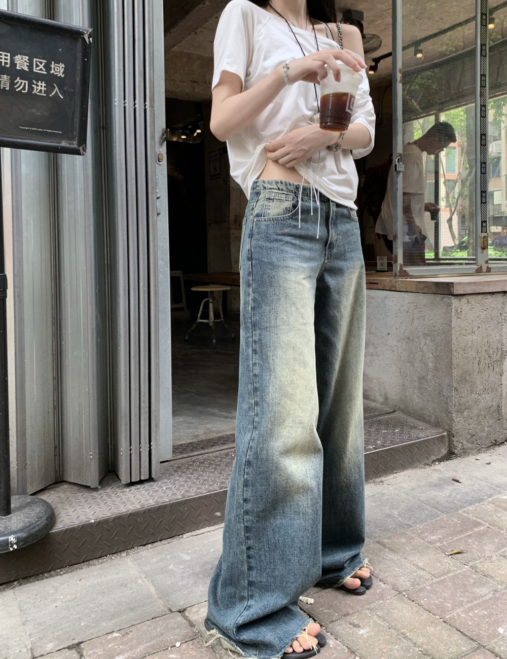 Straight jeans Korean style wide leg pants for women