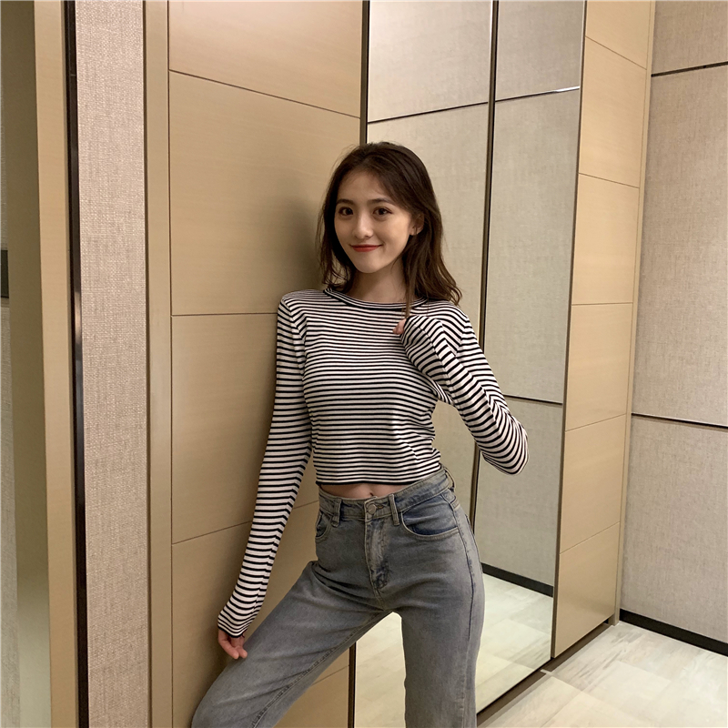 High waist navel thin slim short knitted tops