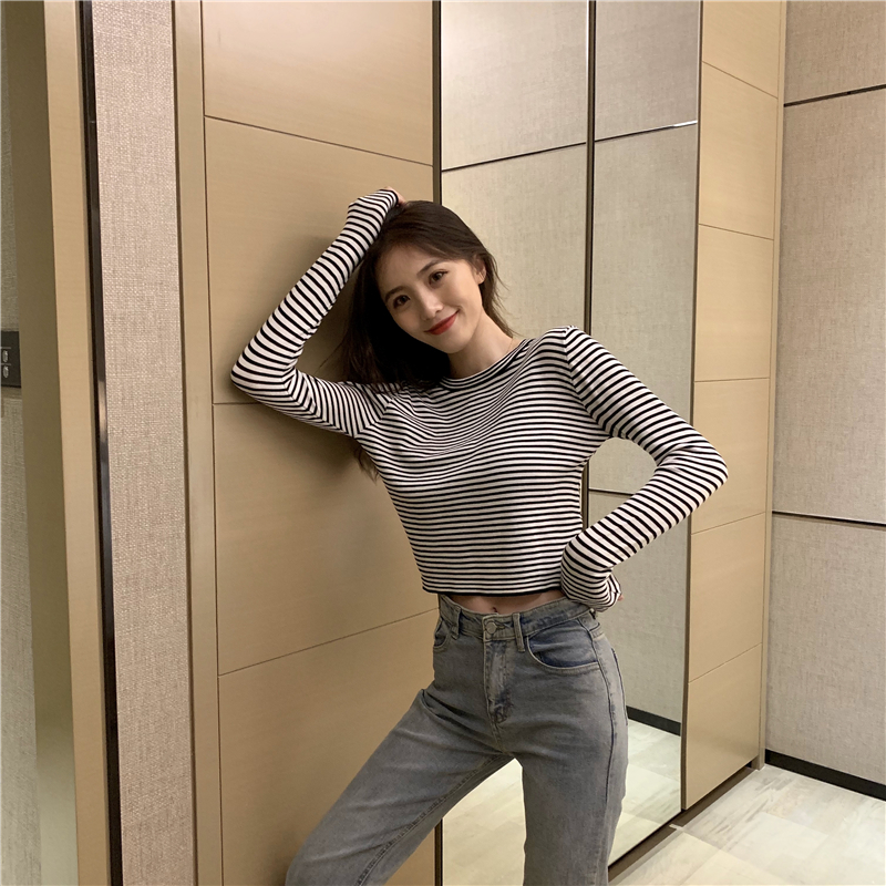 High waist navel thin slim short knitted tops