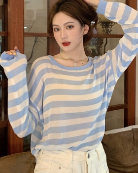 Thin long sleeve loose sunscreen round neck tops