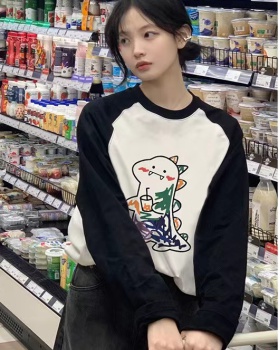 Round neck pure cotton cartoon printing T-shirt for women