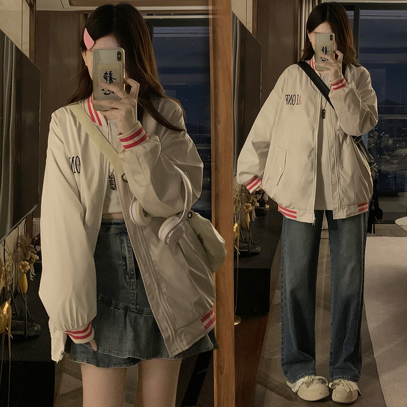 Cstand collar college style coat couples retro jacket