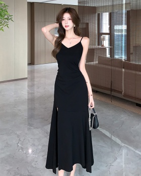 Split sling long dress autumn mermaid dress