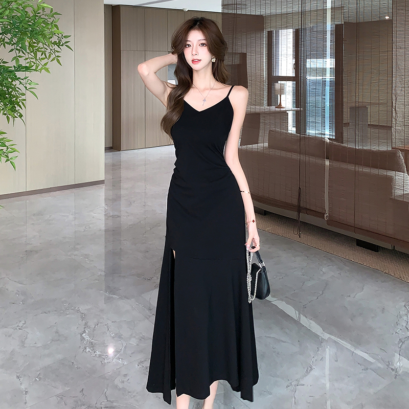 Split sling long dress autumn mermaid dress