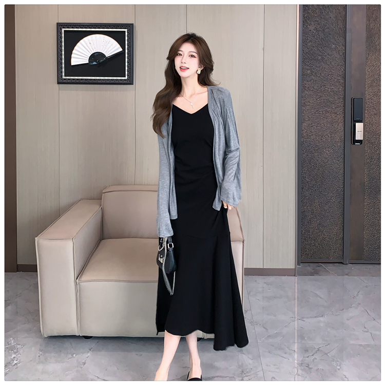 Mermaid cardigan autumn long dress 2pcs set