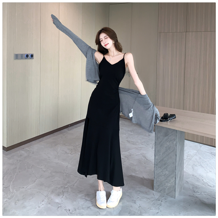 Mermaid cardigan autumn long dress 2pcs set