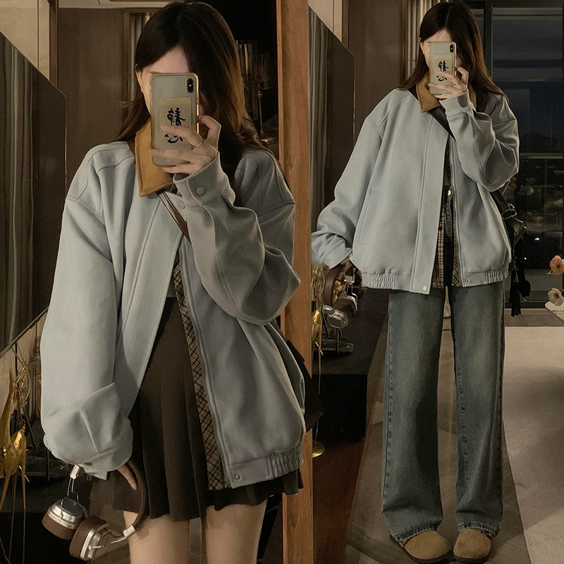 Autumn suede fashion coat short American style jacket