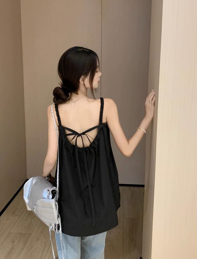 Black spicegirl Korean style shirt sling halter tops for women