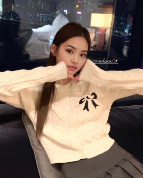 Autumn college style cardigan long sleeve sweater for women