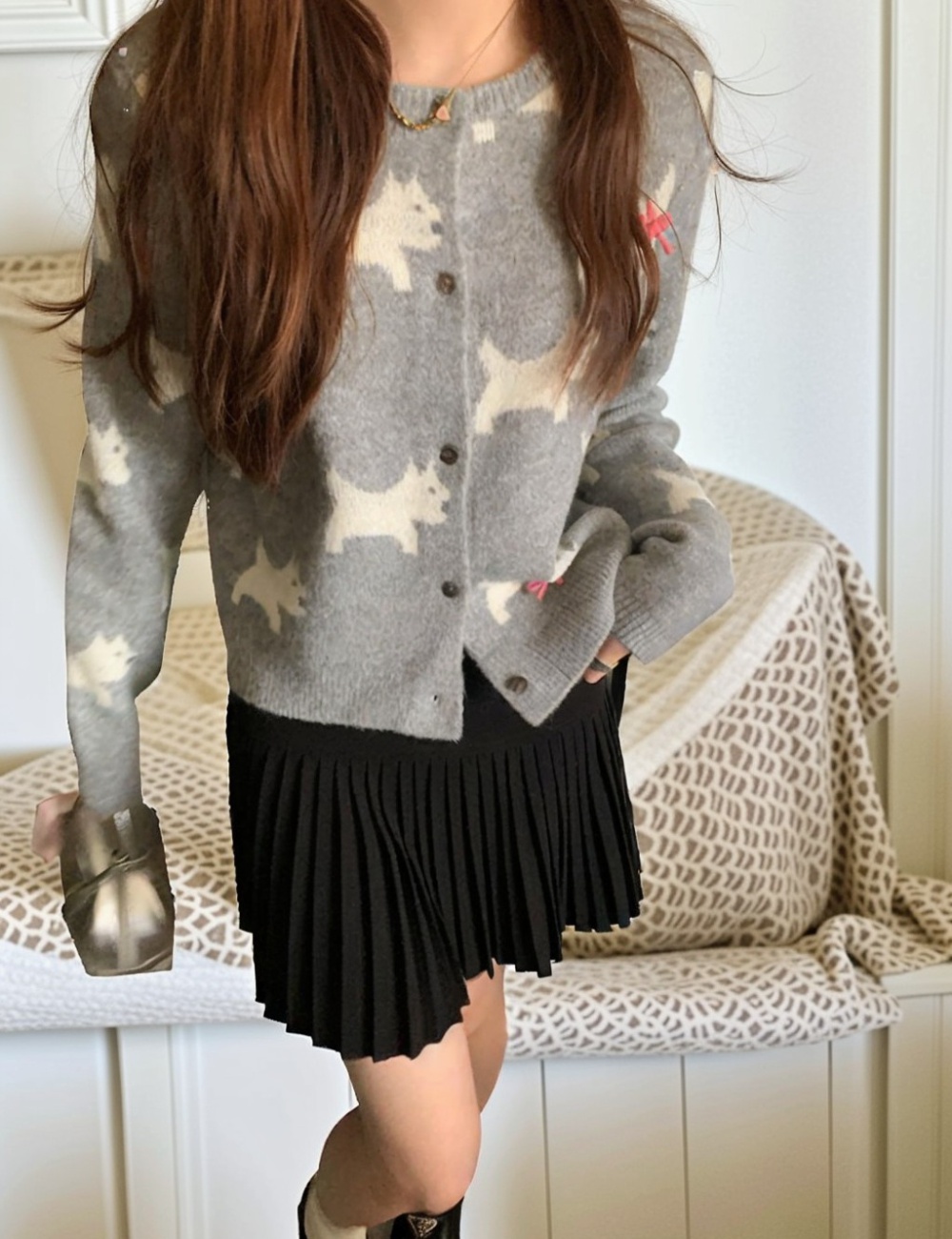 Spring and autumn sweater round neck coat for women