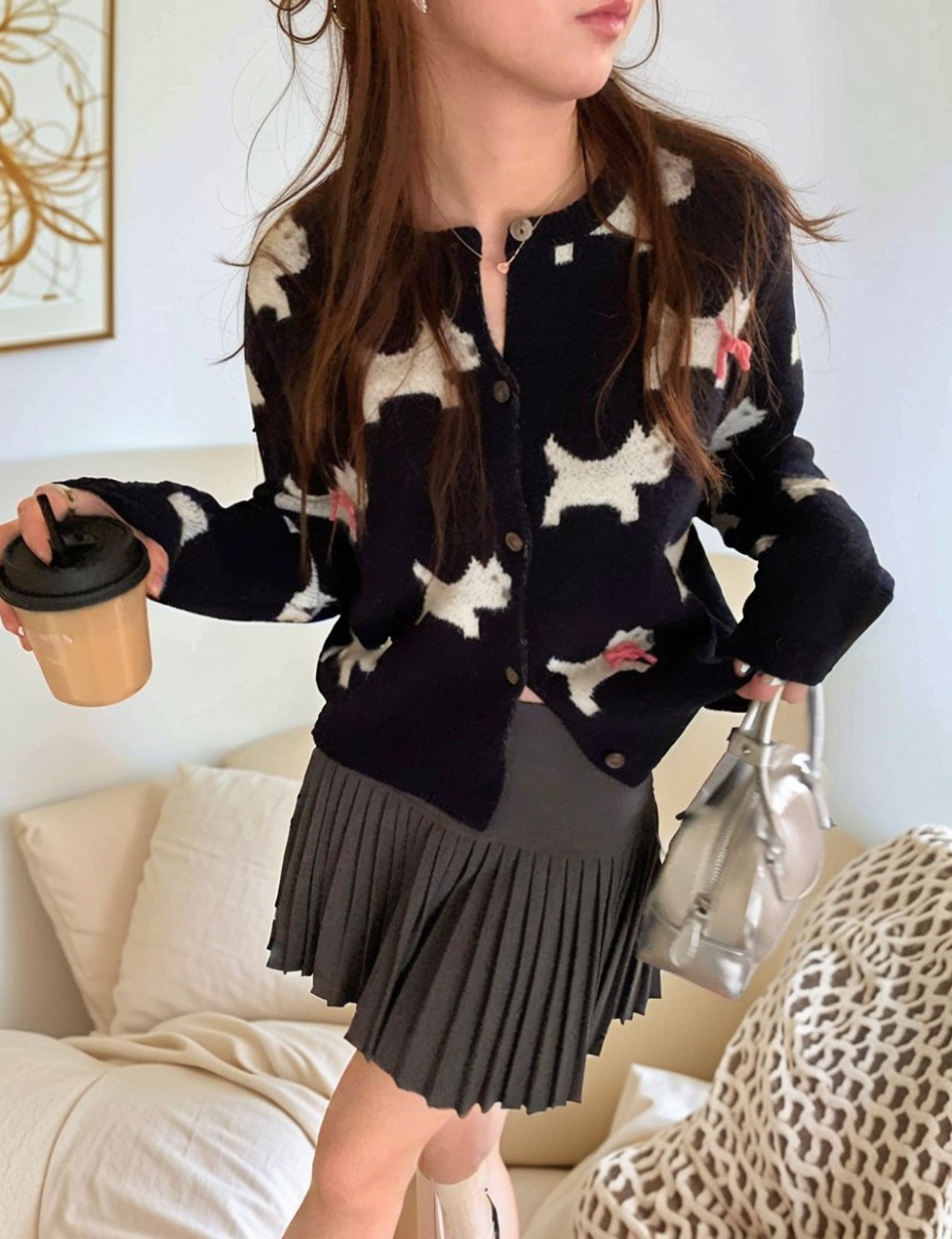 Spring and autumn sweater round neck coat for women