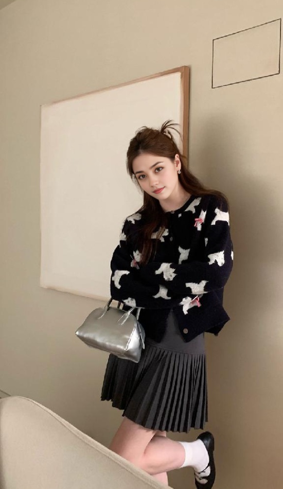 Spring and autumn sweater round neck coat for women