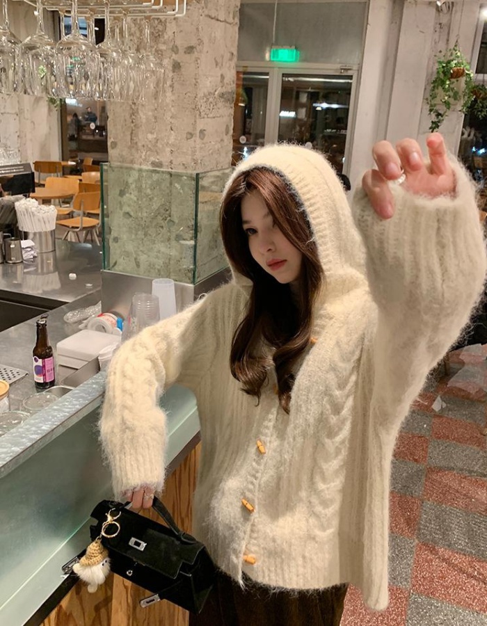 Wool knitted coat pure short cardigan for women