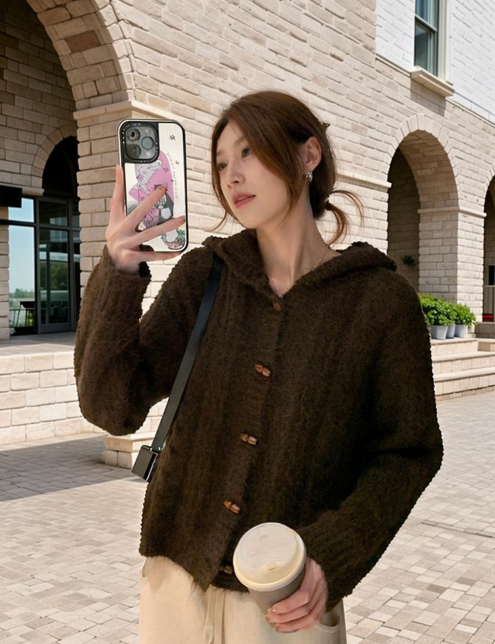 Wool knitted coat pure short cardigan for women