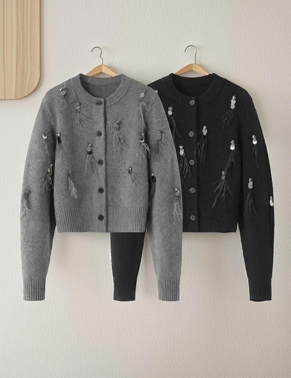 Round neck chanelstyle cardigan sequins coat for women